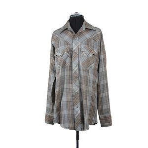 TemTex men's vintage‎ plaid Western Cowboy shirt L